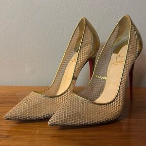 Christian Louboutin Gold Mesh Pumps – Iconic Red Sole Glam!